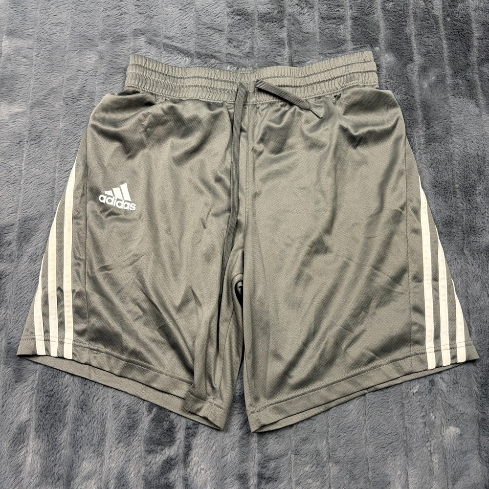 Adidas Mens Aeroready Gray Mesh Athletic Shorts 3 Stripe Size M